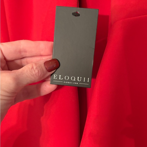 Eloquii Womens Red Bell Sleeve Round Neck Back Zip Bodycon Dress - Picture 8 of 11